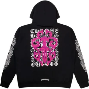 Chrome Hearts Eye Chart Zip Up Hoodie Black Pink