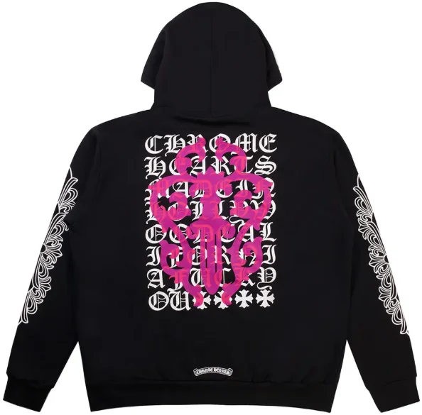 Chrome Hearts Eye Chart Zip Up Hoodie Black Pink Chrome Hearts Eye Chart Zip Up Hoodie Black Pink